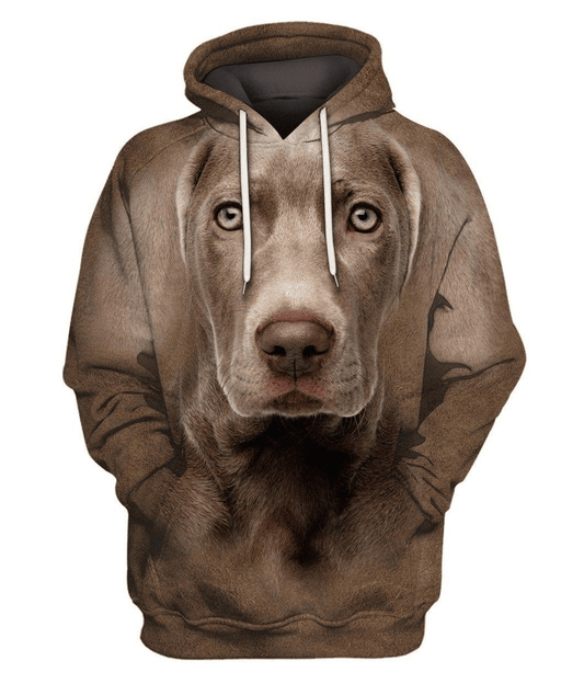 Dog Hoodie Weimaraner Face Hair Graphic Hoodie Brown Unisex