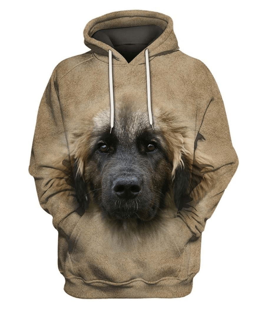 Dog Hoodie Leonberger Face Hair Graphic Hoodie Brown Unisex