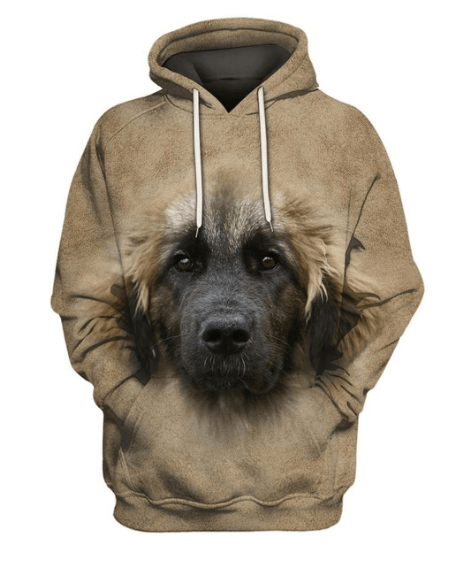 Dog Hoodie Leonberger Face Hair Graphic Hoodie Brown Unisex