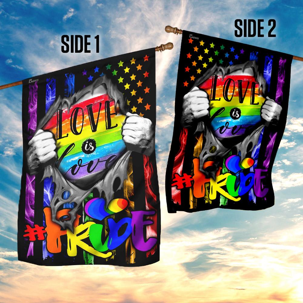 Unifinz LGBT Pride House Flag Love Is Love Inside Rainbow American Flag Garden Flag LGBT Garden Flag 2022