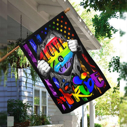 Unifinz LGBT Pride House Flag Love Is Love Inside Rainbow American Flag Garden Flag LGBT Garden Flag 2022