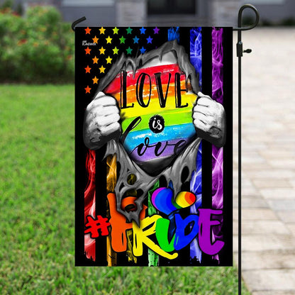 Unifinz LGBT Pride House Flag Love Is Love Inside Rainbow American Flag Garden Flag LGBT Garden Flag 2022