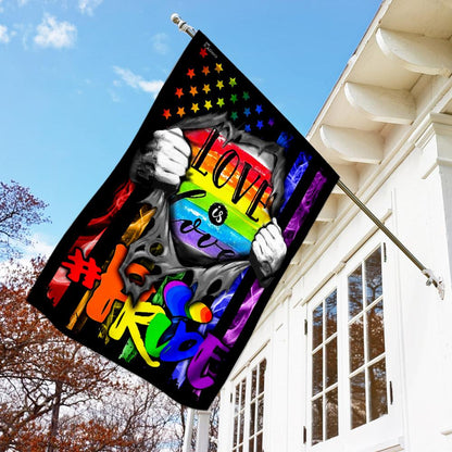 Unifinz LGBT Pride House Flag Love Is Love Inside Rainbow American Flag Garden Flag LGBT Garden Flag 2022