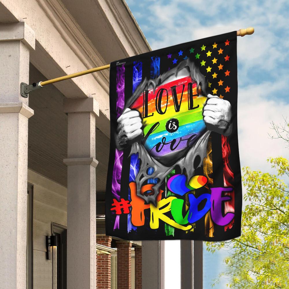 Unifinz LGBT Pride House Flag Love Is Love Inside Rainbow American Flag Garden Flag LGBT Garden Flag 2022