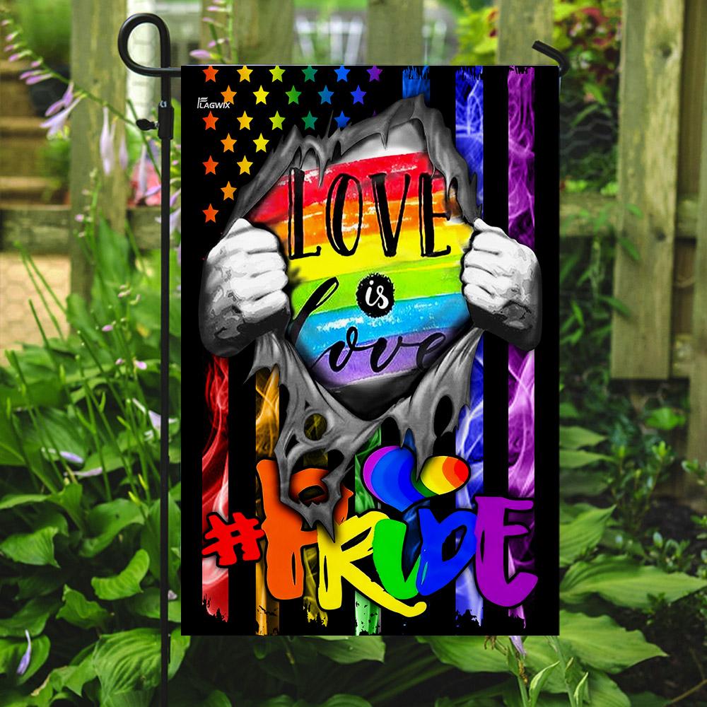 Unifinz LGBT Pride House Flag Love Is Love Inside Rainbow American Flag Garden Flag LGBT Garden Flag 2022