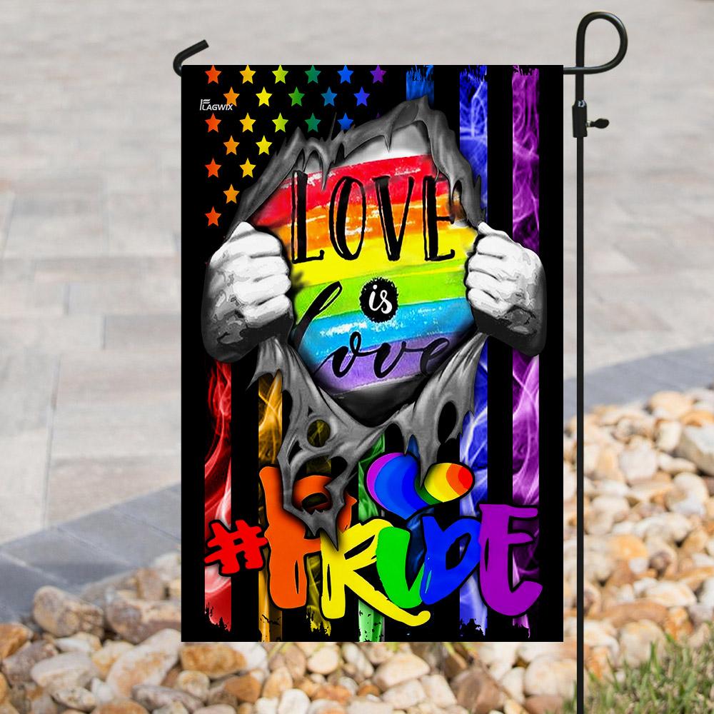 Unifinz LGBT Pride House Flag Love Is Love Inside Rainbow American Flag Garden Flag LGBT Garden Flag 2022