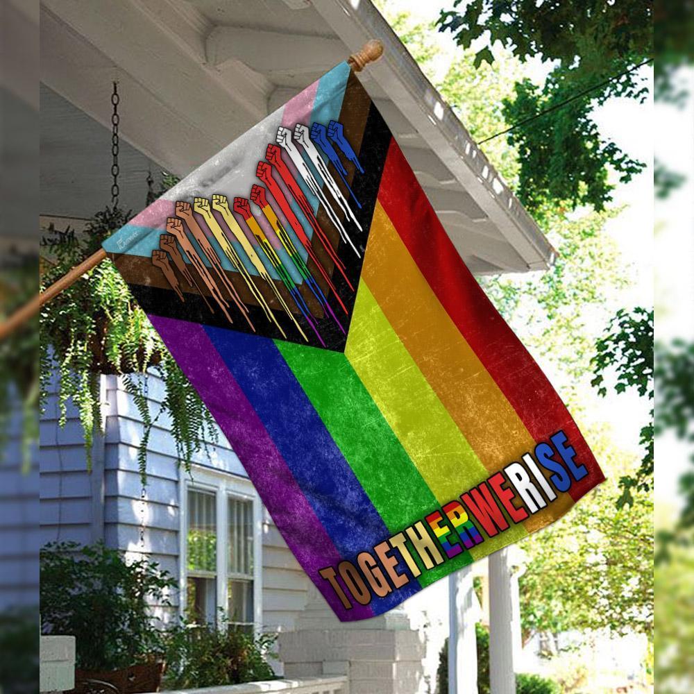 Unifinz LGBT Melanin Flags Together We Rise LGBT Pride Melanin Garden Flags LGBT House Flag 2022