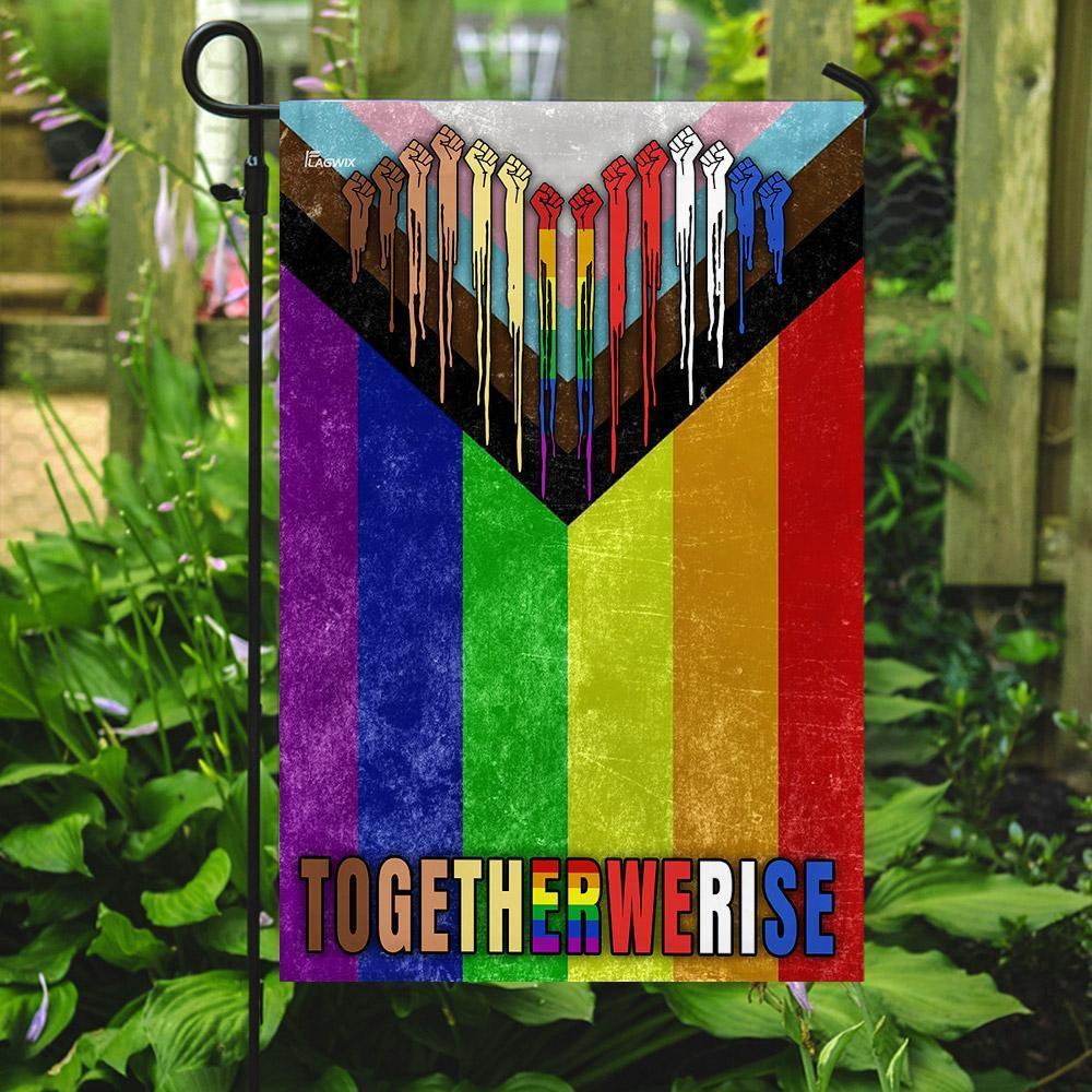 Unifinz LGBT Melanin Flags Together We Rise LGBT Pride Melanin Garden Flags LGBT House Flag 2022