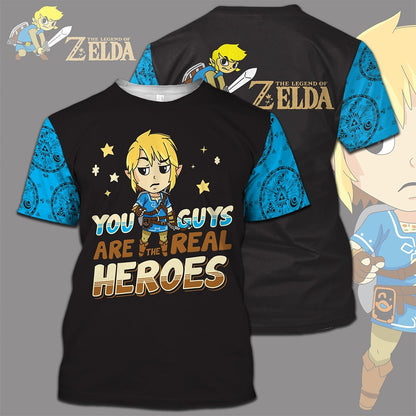 Unifinz Legend Of Zelda Shirt You Guys Are The Real Heroes Blue T-shirt Legend Of Zelda Hoodie 2022