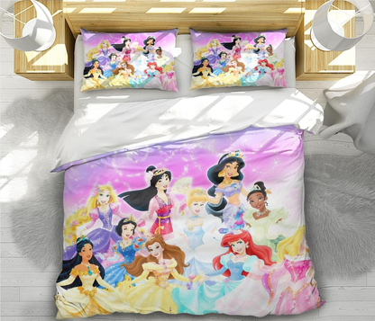 DN Bedding Set All Princesses Graphic Duvet Covers Colorful Unique Gift