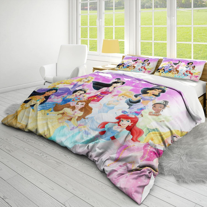 DN Bedding Set All Princesses Graphic Duvet Covers Colorful Unique Gift