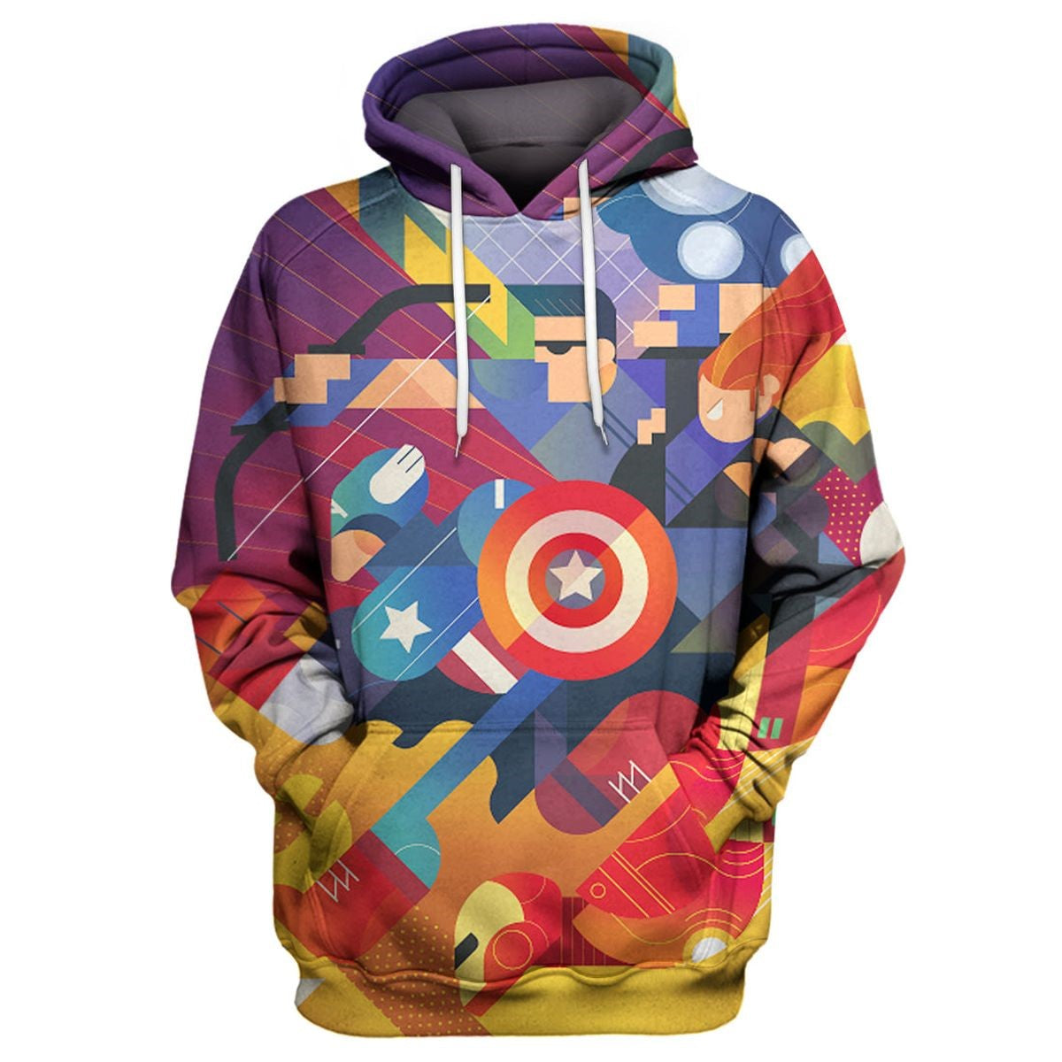 MV Avenger Hoodie MV Superhero Avenger Pattern Hoodie Colorful Unisex