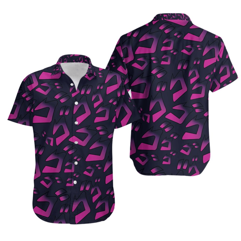 JoJo's Bizarre Adventure Hawaii Shirt Menacing Aura Pattern Aloha Shirt Black Purple Unisex