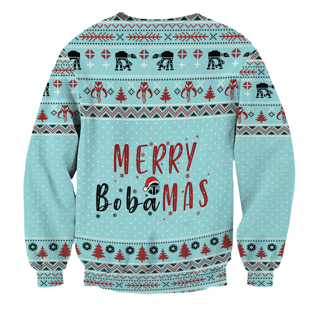 SW Ugly Sweater SW Mandalorian Merry Bobamas Blue Sweater