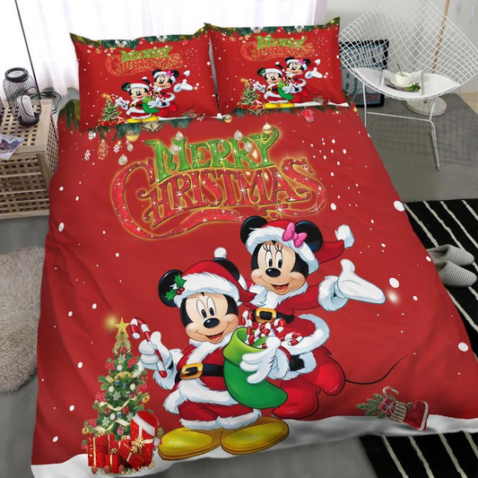 Minnie Bedding Set DN MM And Minnie Merry Christmas Duvet Covers Red Unique Gift