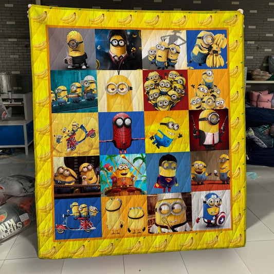 Unifinz Minions Quilt Minions Team Banana Pattern Yellow Quilt Amazing Minions Quilt 2023