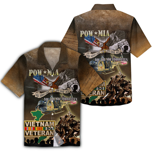 Unifinz Vietnam Veteran Hawaii Shirt Powma you Are Not Fogotten Vietnam Veteran Aloha Shirt 2023