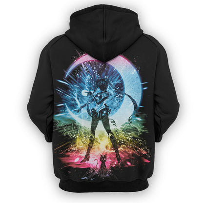 Sailor Moon Hoodie Sailor Moon Pose Radiant Color Black Hoodie Anime Clothing Adult Full Print