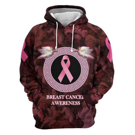  Breast Cancer Hoodie Breast Cancer Awareness Ribons Angels Pink 3d Hoodie For Women Adult Full Print