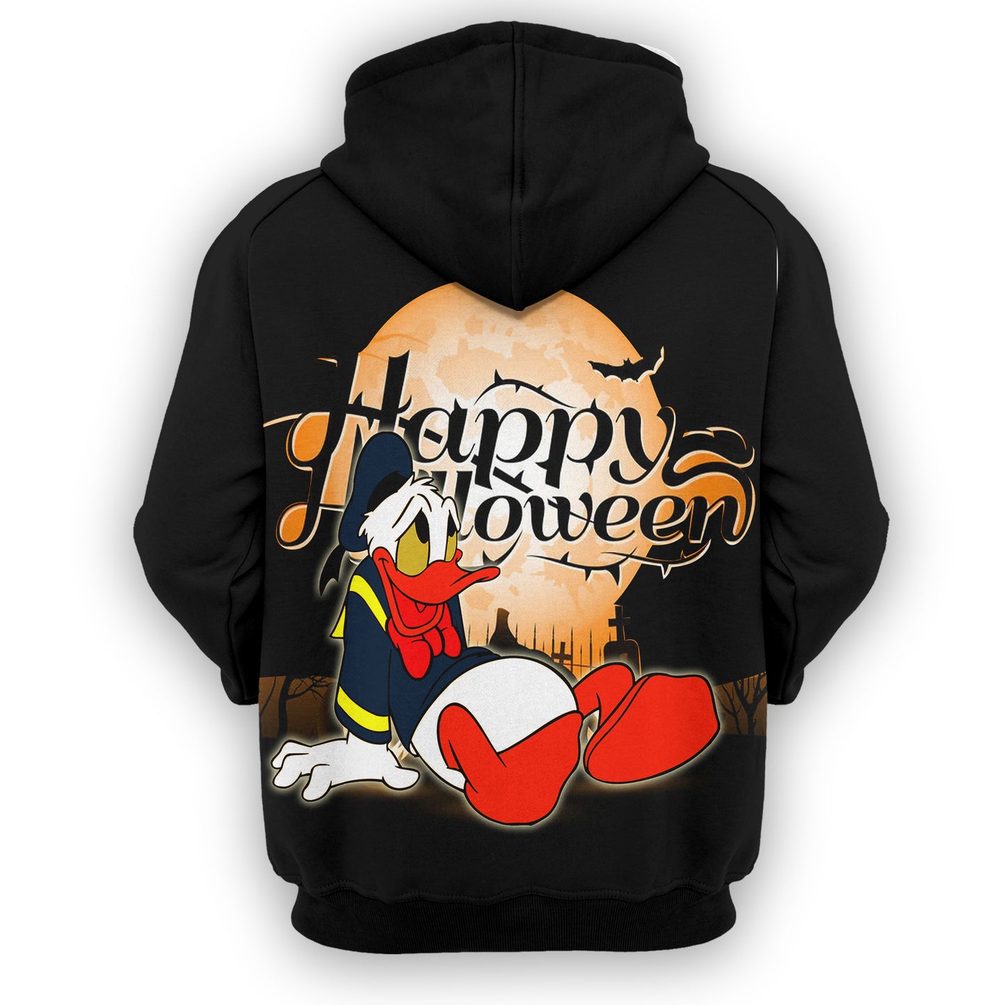 Unifinz DN Halloween Hoodie Donald Duck Happy Halloween Spooky Night Black Hoodie 2023
