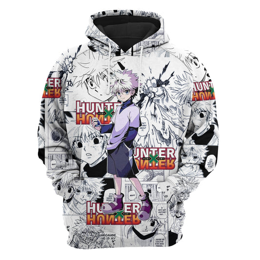 Unifinz Hunter X Hunter T-shirt Killua Zoldyck Manga Black White Hoodie Hunter X Hunter Merch Anime Shirt Adult Full Size 2023