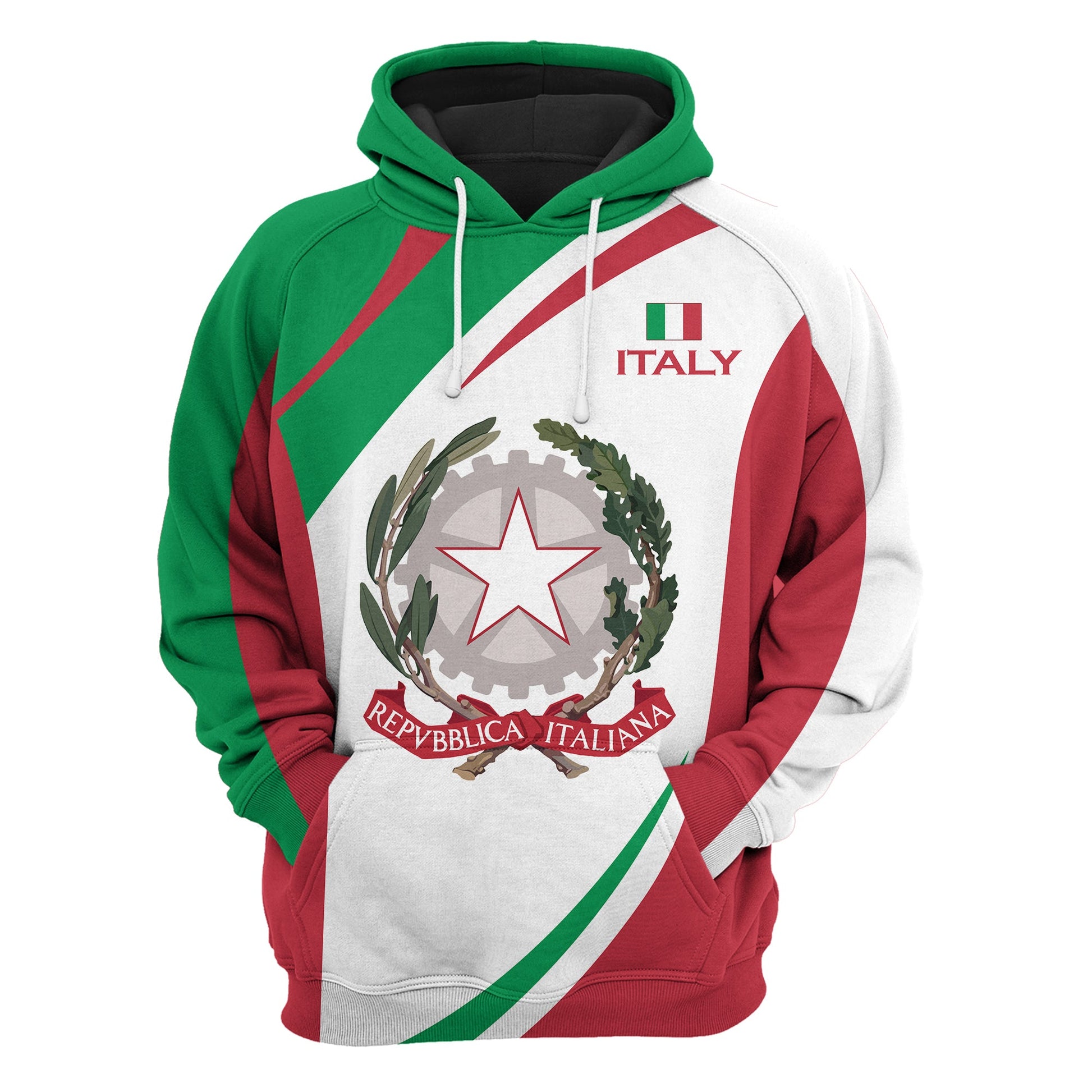 Italy Hoodie Italy Map Gazzetta Ufficiale White Red Green Hoodie Apparel Adult Full Size