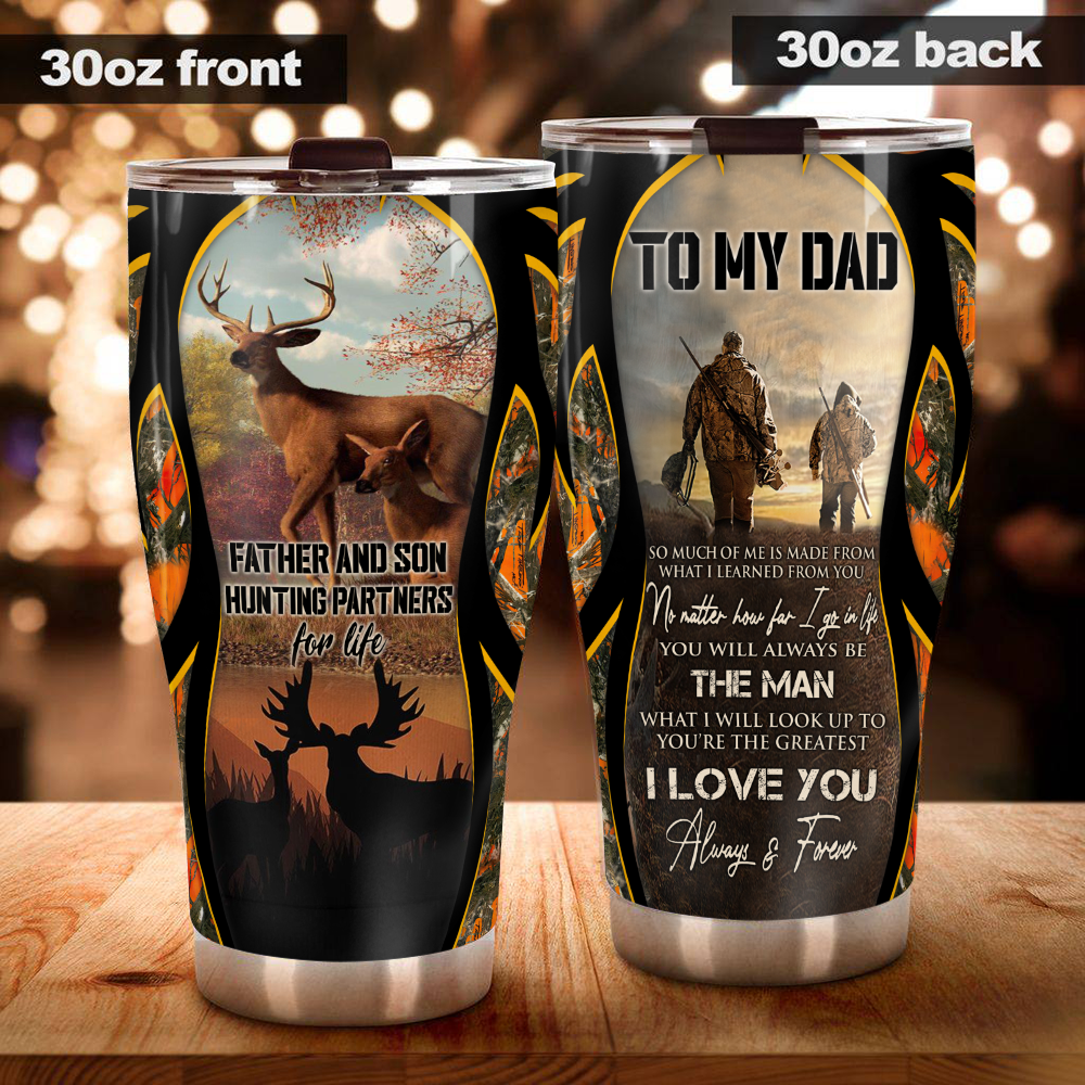 Unifinz Hunting Father And Son Tumbler Cup 20 oz Father's Day Gifts Father And Son Hunting Partner For Life Tumbler 20 oz 2024
