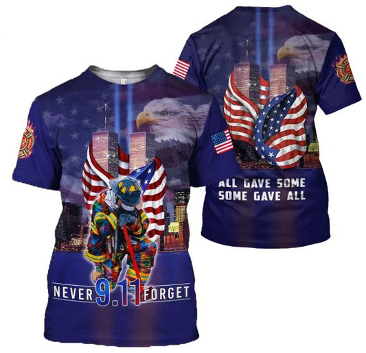 Unifinz Patriot Day Shirt 9-11 All Gave Some Some Gave All Never Forget Eagle Shirt September 11th Apparel