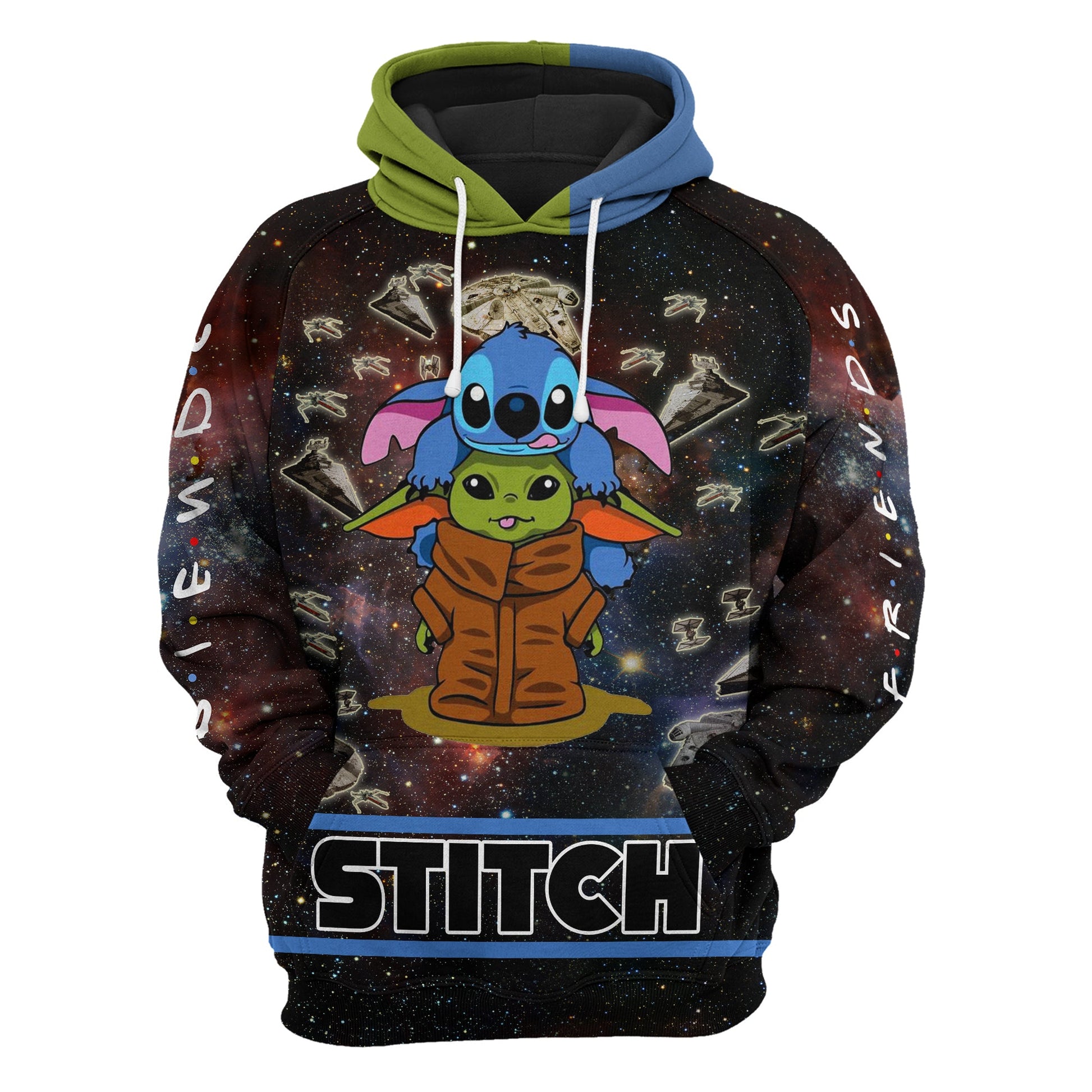 DN Hoodie DN Crossover SW Stitch Baby Yoda Black Blue Green Hoodie