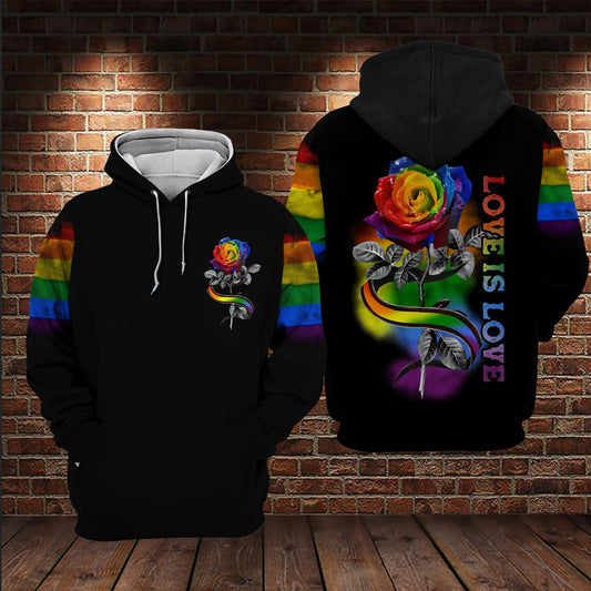 Unifinz LGBT T-shirt Rainbow LGBT Rose Love Is Love T-shirt LGBT Hoodie 2022