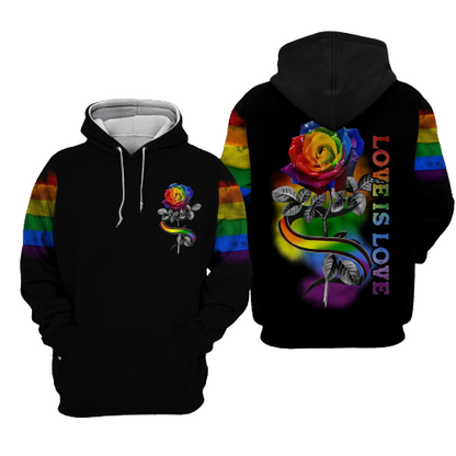 Unifinz LGBT T-shirt Rainbow LGBT Rose Love Is Love T-shirt LGBT Hoodie 2022