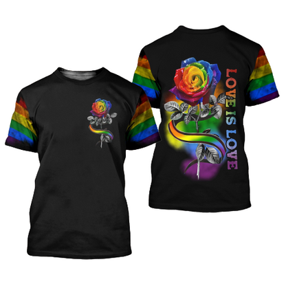 Unifinz LGBT T-shirt Rainbow LGBT Rose Love Is Love T-shirt LGBT Hoodie 2022