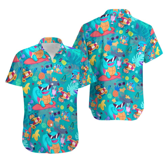 PKM Hawaii Shirt PKM Squirtle Summer Items Pattern Aloha Shirt Blue Unisex