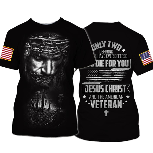 Unifinz Veteran Hoodie Shirt Jesus Christ And The American Veteran Awesome T-shirt Veteran Shirt Military Shirt Apparel 2025
