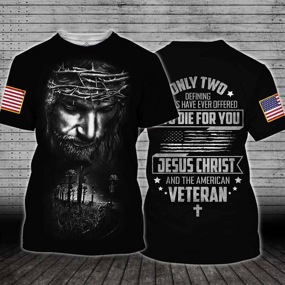 Unifinz Veteran Hoodie Shirt Jesus Christ And The American Veteran Awesome T-shirt Veteran Shirt Military Shirt Apparel 2023