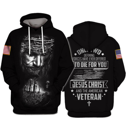 Unifinz Veteran Hoodie Shirt Jesus Christ And The American Veteran Awesome T-shirt Veteran Shirt Military Shirt Apparel 2024