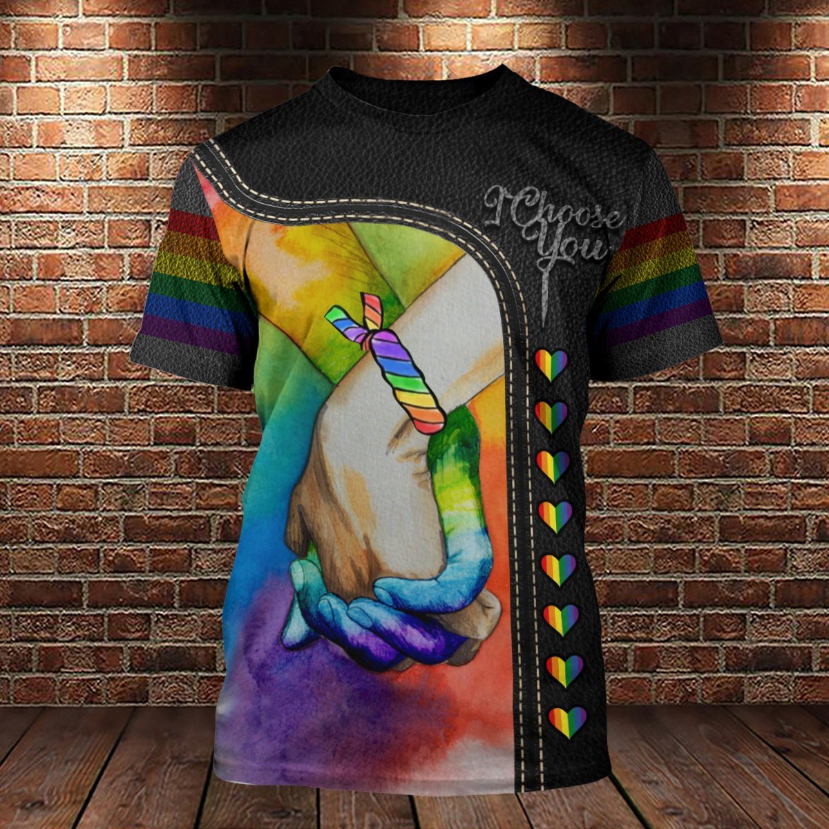 Unifinz LGBT Pride T-shirt I Choose You Rainbow Holding Hand T-shirt LGBT Hoodie 2022