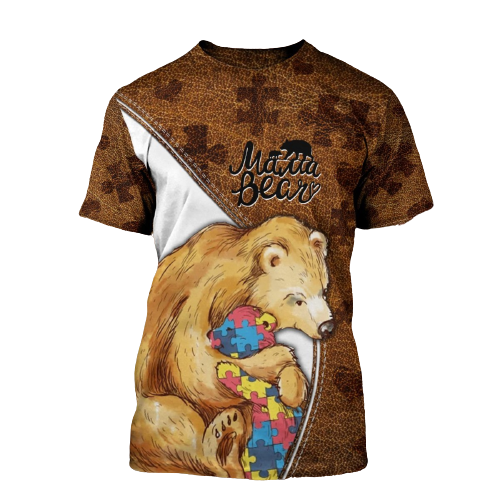 Unifinz Autism Mom Hoodie Mama Bear Leather T-shirt Autism Shirt Autism Apparel 2025