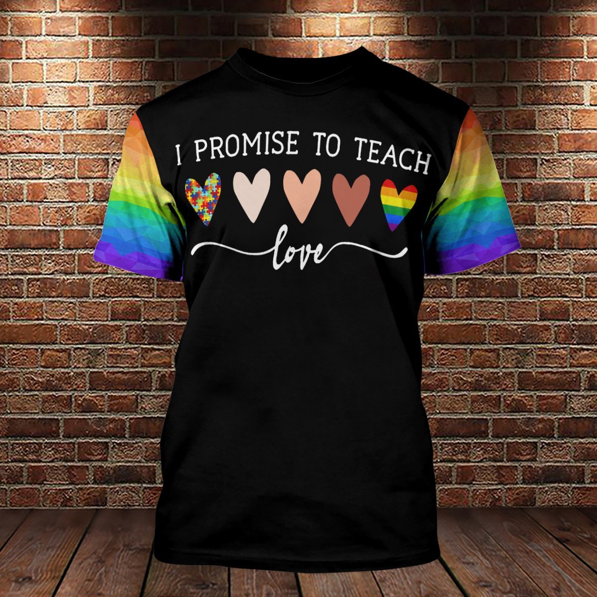 Unifinz LGBT Autism Melanin T-shirt I Promise To Teach Love LGBT Rainbow Colors T-shirt LGBT Hoodie 2022