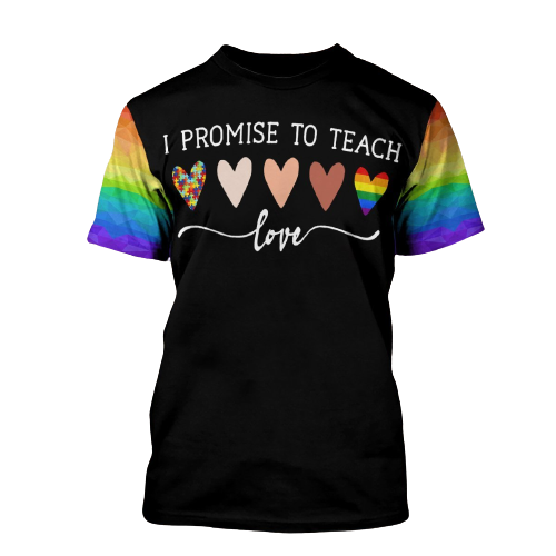 Unifinz LGBT Autism Melanin T-shirt I Promise To Teach Love LGBT Rainbow Colors T-shirt LGBT Hoodie 2022