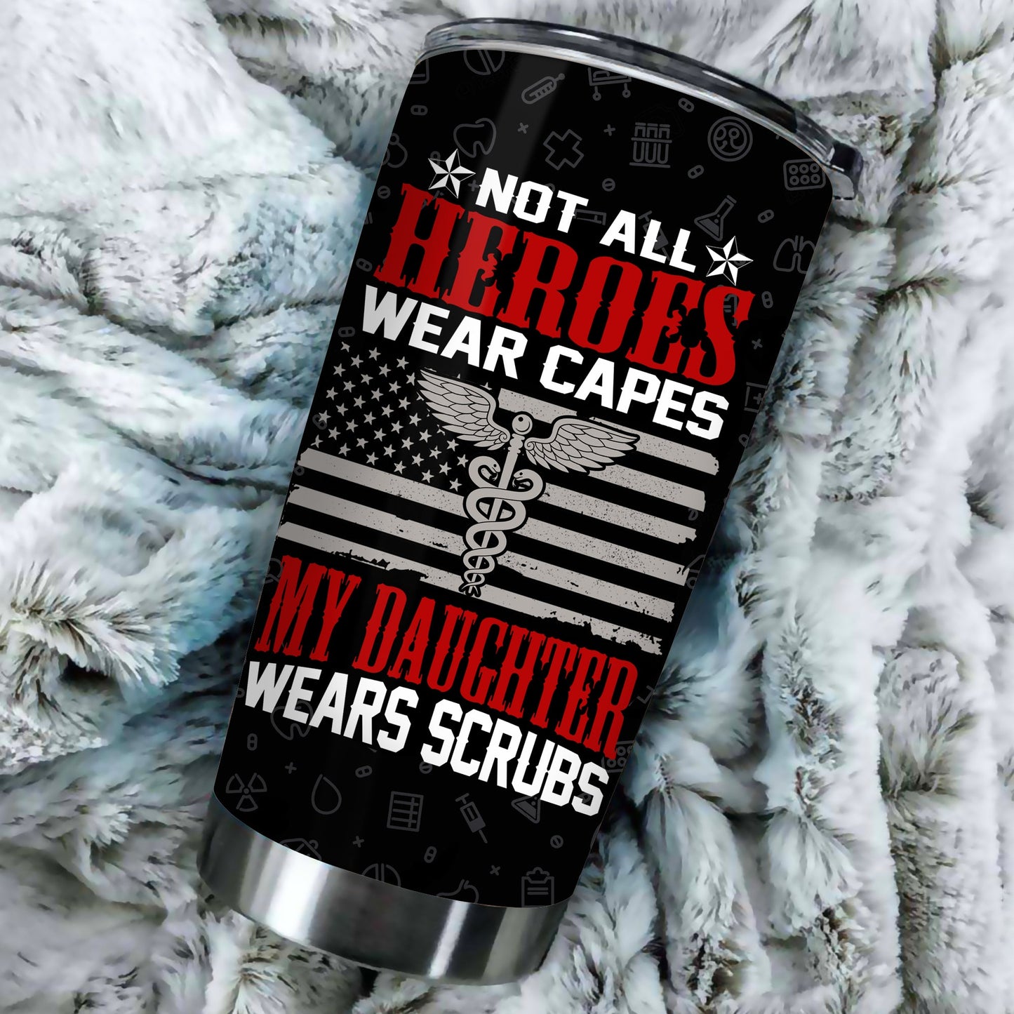 Unifinz Nurse Tumbler Nurse Not All Heroes Wear Capes My Daughter Wear Scrubs Tumbler Cup Awesome Nurse Travel Mug 2024