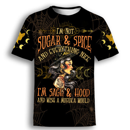 I'm Not Sugar And Spice T-shirt Witch Graphic Hoodie T Shirt Black W08