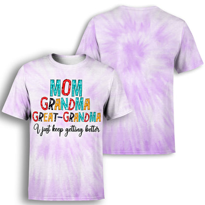 Family T-shirt For Mom Grandma Greatgrandma Tie Dye T-shirt Black F163A