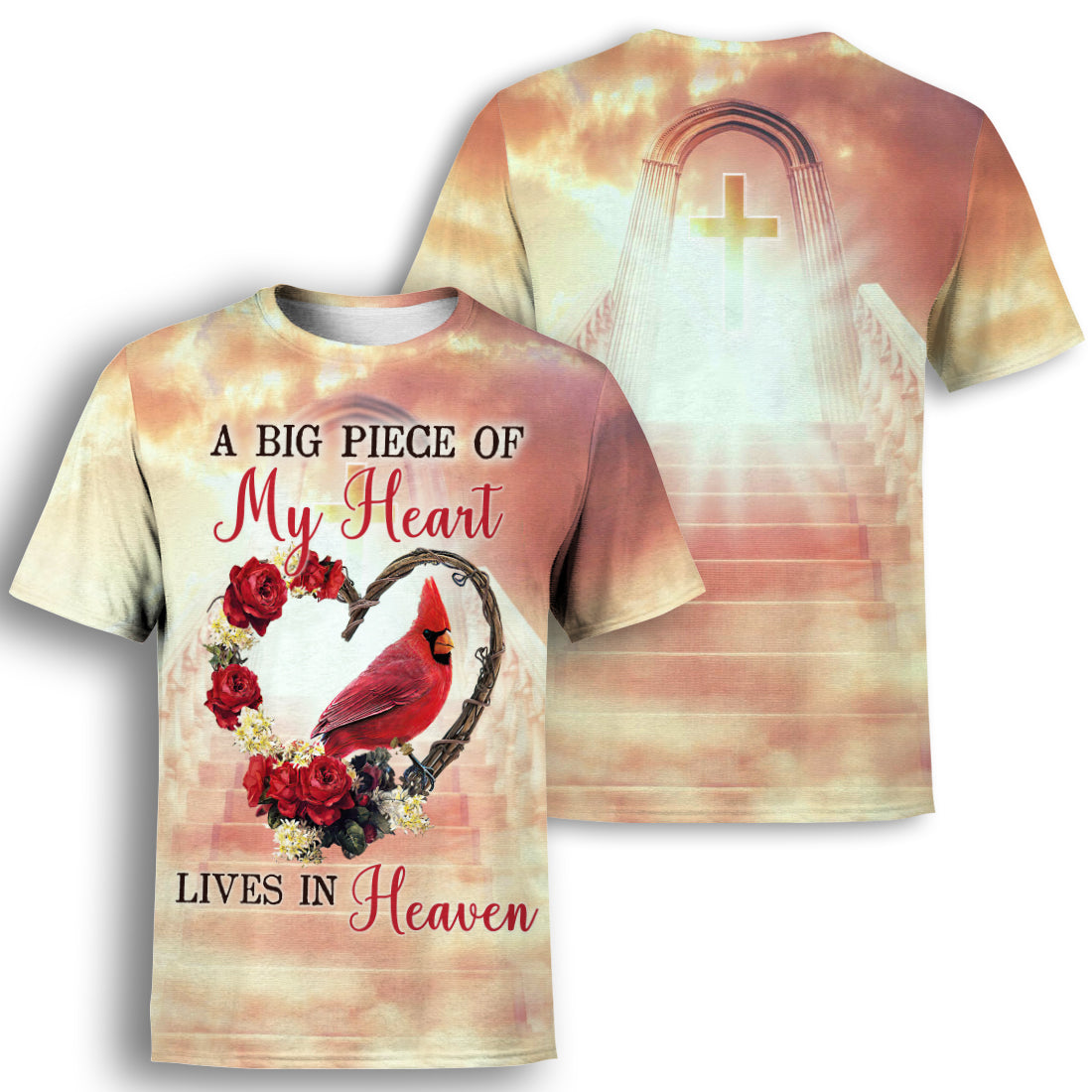 Memorial T-shirt A Big Piece Of My Heart For Dad Mom Family T-shirt Memoril Gift M581