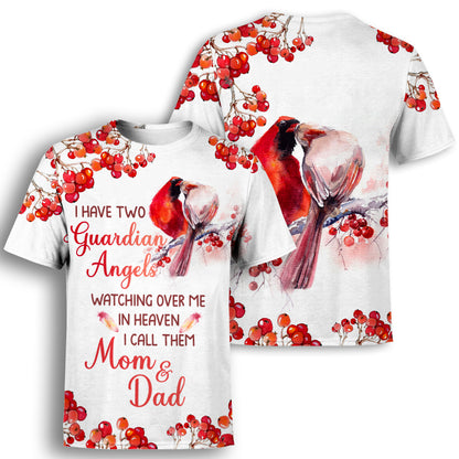 Memorial All Over T-Shirt Guardian Angels Watching Over Me For Loss Mom Dad Tshirt M630