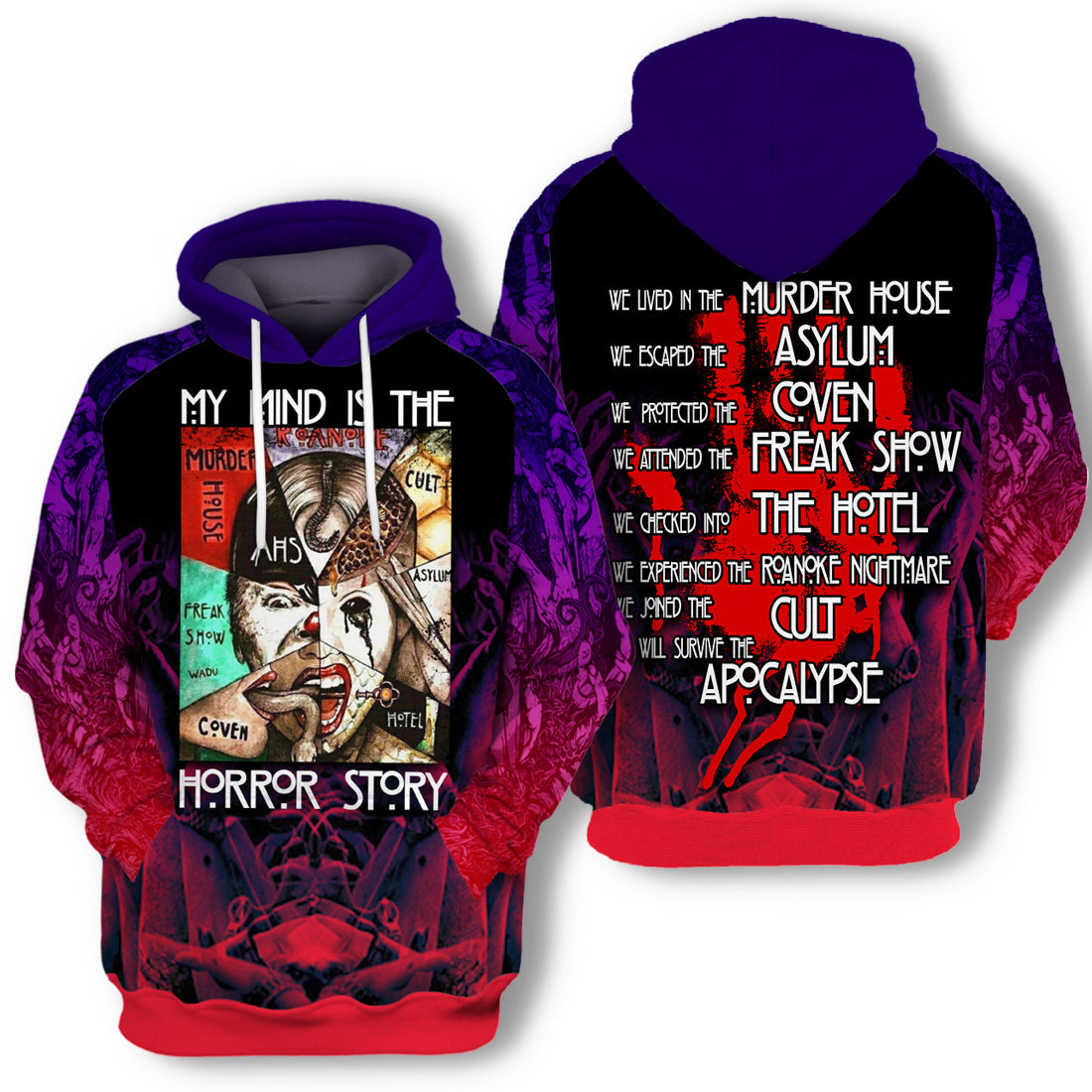 Horror Hoodie My Mind Is The Horror Story T-shirt Hoodie Adult Unisex Full Print