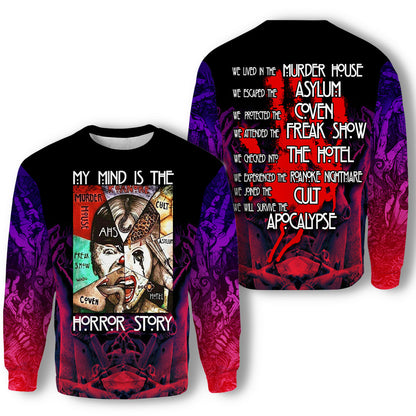 Horror Hoodie My Mind Is The Horror Story T-shirt Hoodie Adult Unisex Full Print