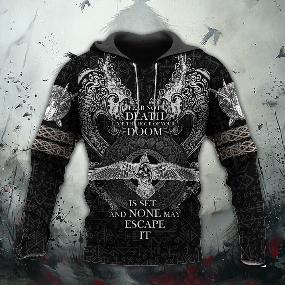  Viking Hoodie Fear Not Death For The Hour Of Your Doom Is Set None May Escape It Viking Norse Art Hoodie Adult Full Size