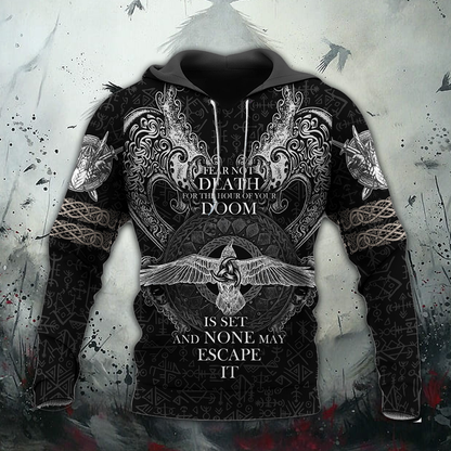  Viking Hoodie Fear Not Death For The Hour Of Your Doom Is Set None May Escape It Viking Norse Art Hoodie Adult Full Size