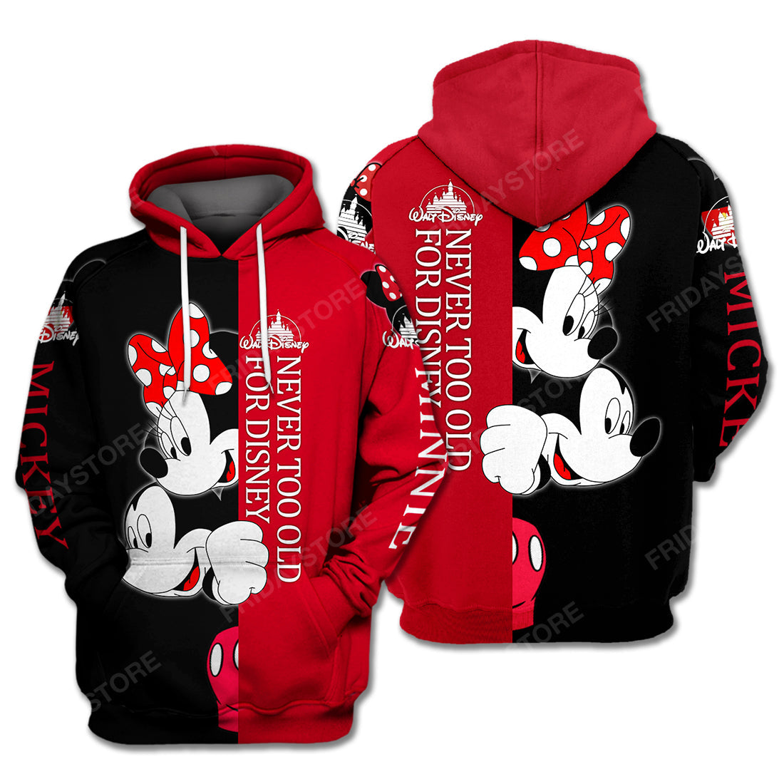 DN Hoodie MM Hoodie Minnie And MM Never Too Old For DN Black Red Hoodie